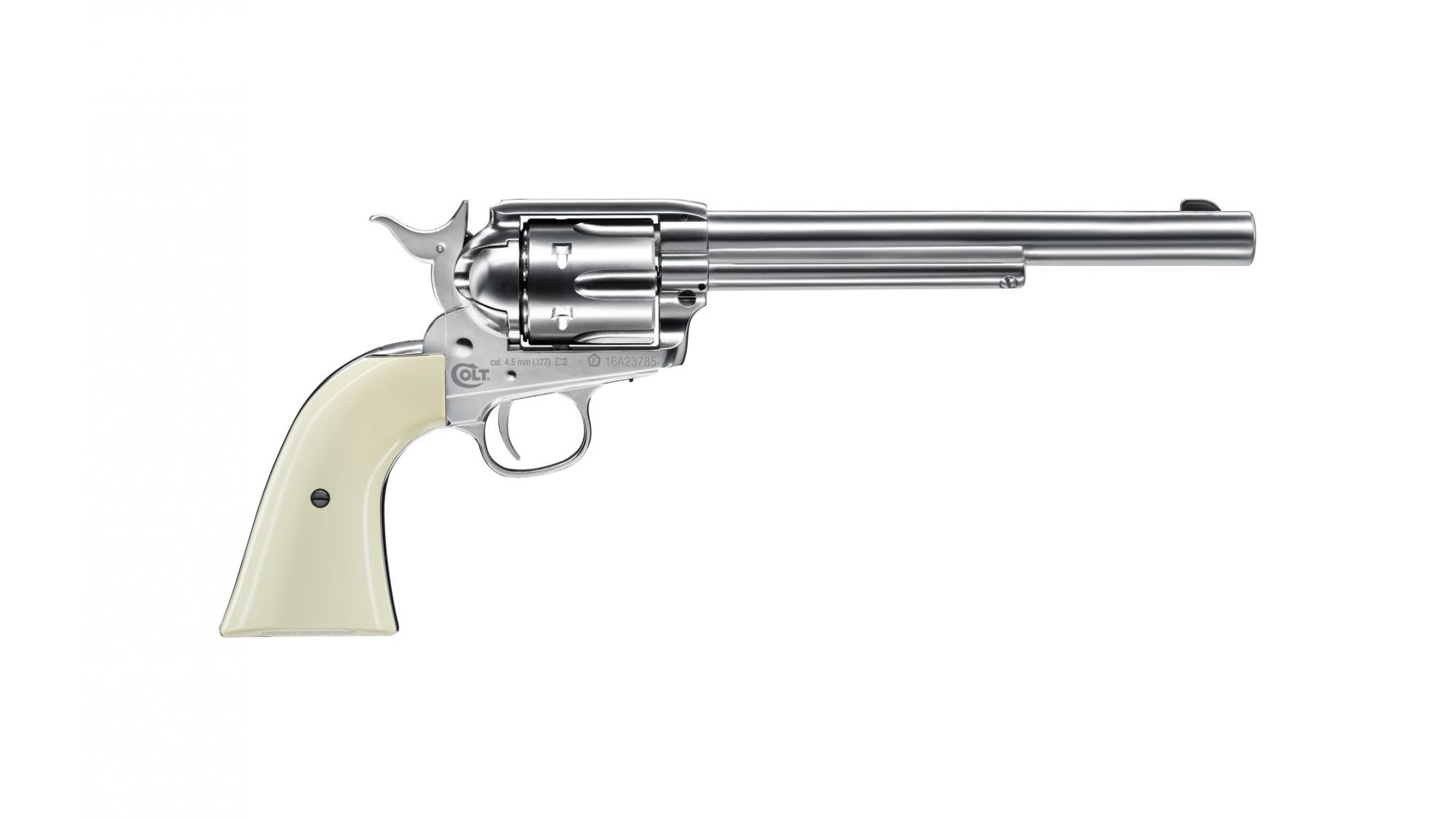 Colt Single Action Army 45 nickel CO2-Revolver 4,5mm Diabolo (SAA), 7,5" Lauf