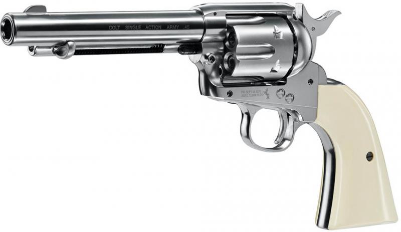Colt Single Action Army 45 nickel CO2-Revolver 4,5mm Diabolo gezogener Lauf (SAA)