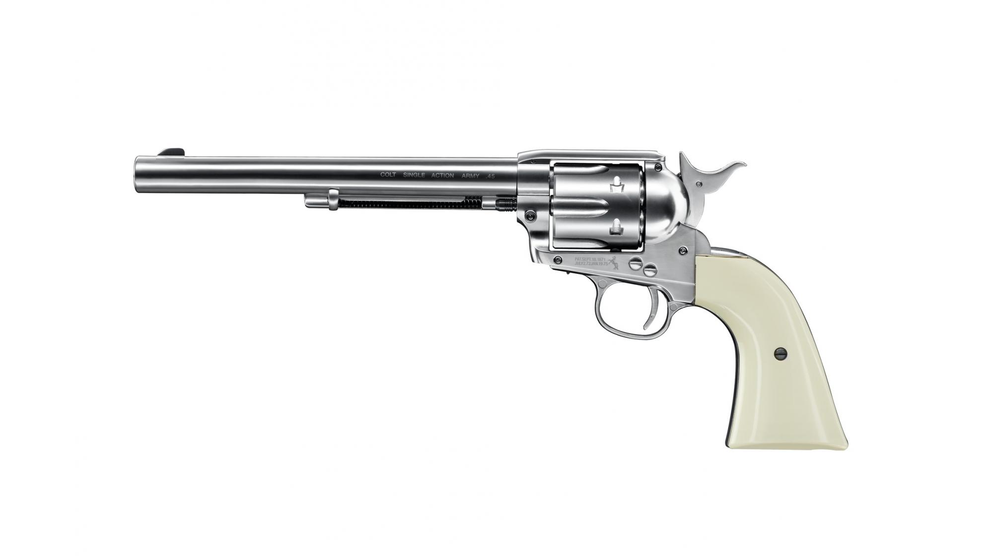 Colt Single Action Army 45 nickel CO2-Revolver 4,5mm Diabolo (SAA), 7,5" Lauf